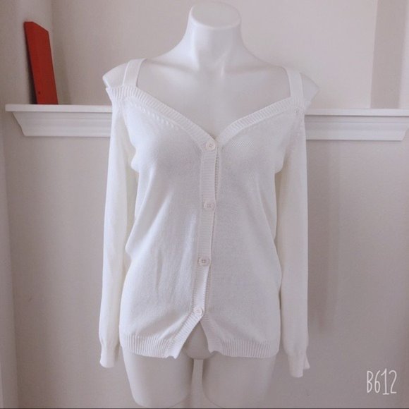 Massimo Dutti Sweater Cold-Shoulder Button-Front(Made in Italy) Size L New w/Tag - Picture 6 of 12